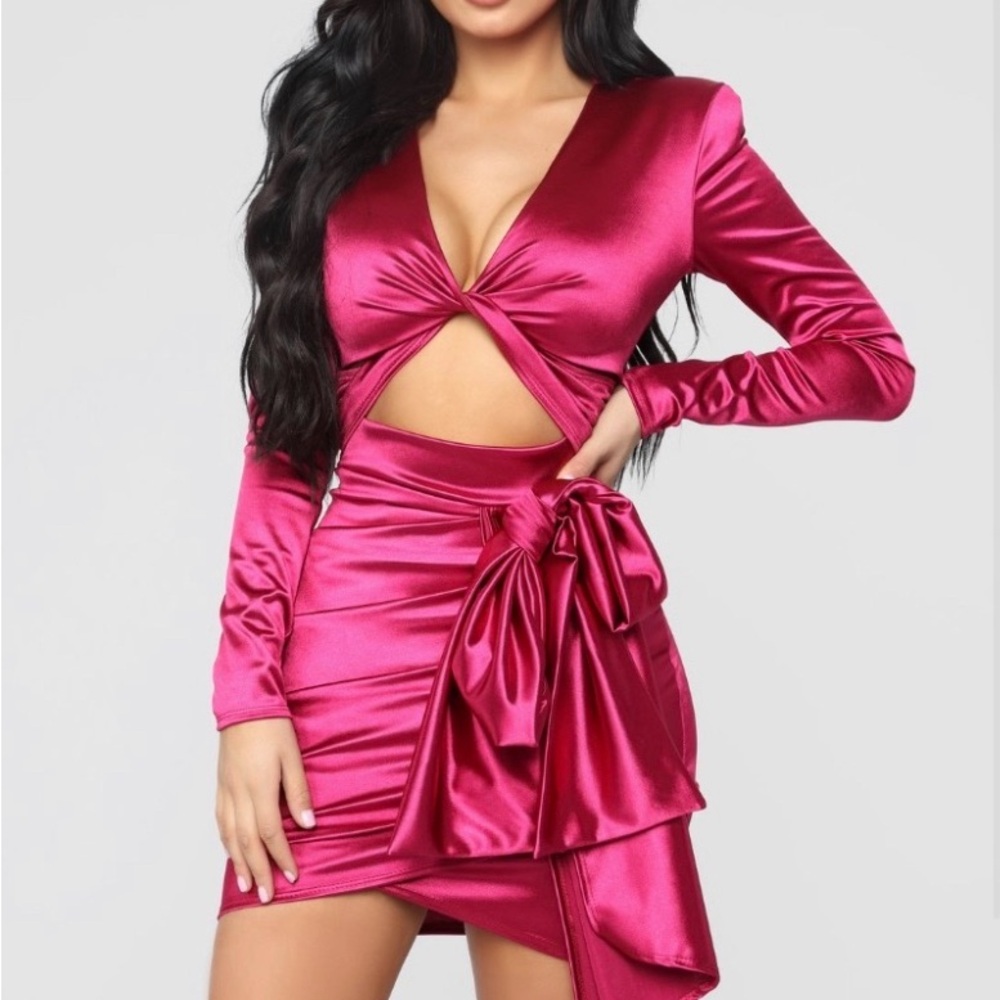 Satin Pink Cut-Out Dress